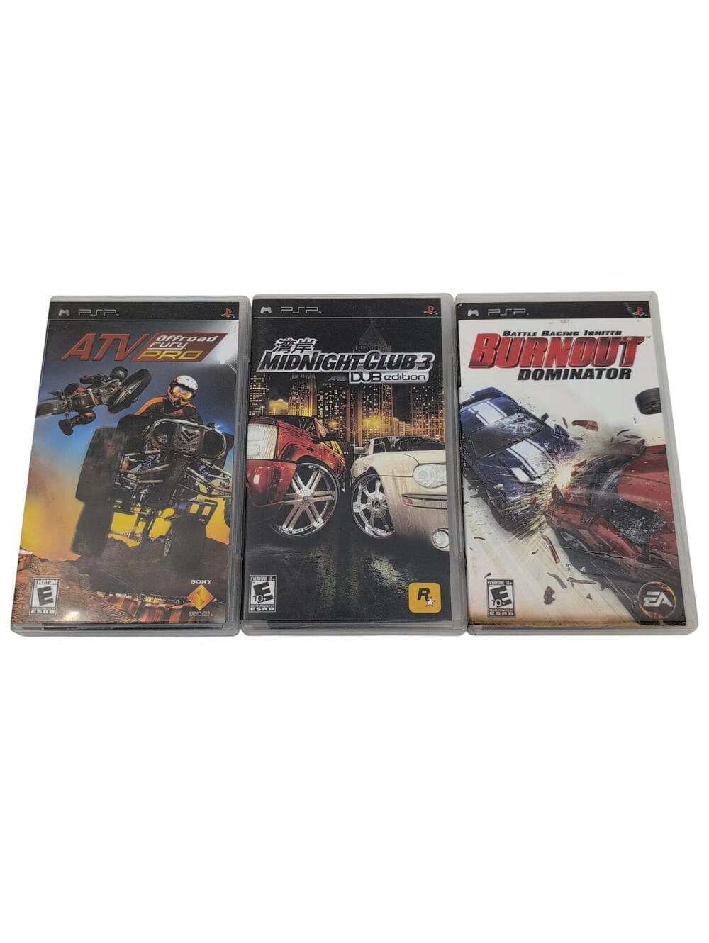 Sony PSP Game Lot 3x ATV Offroad Fury Pro Midnight Club 3 Burnout Dominator